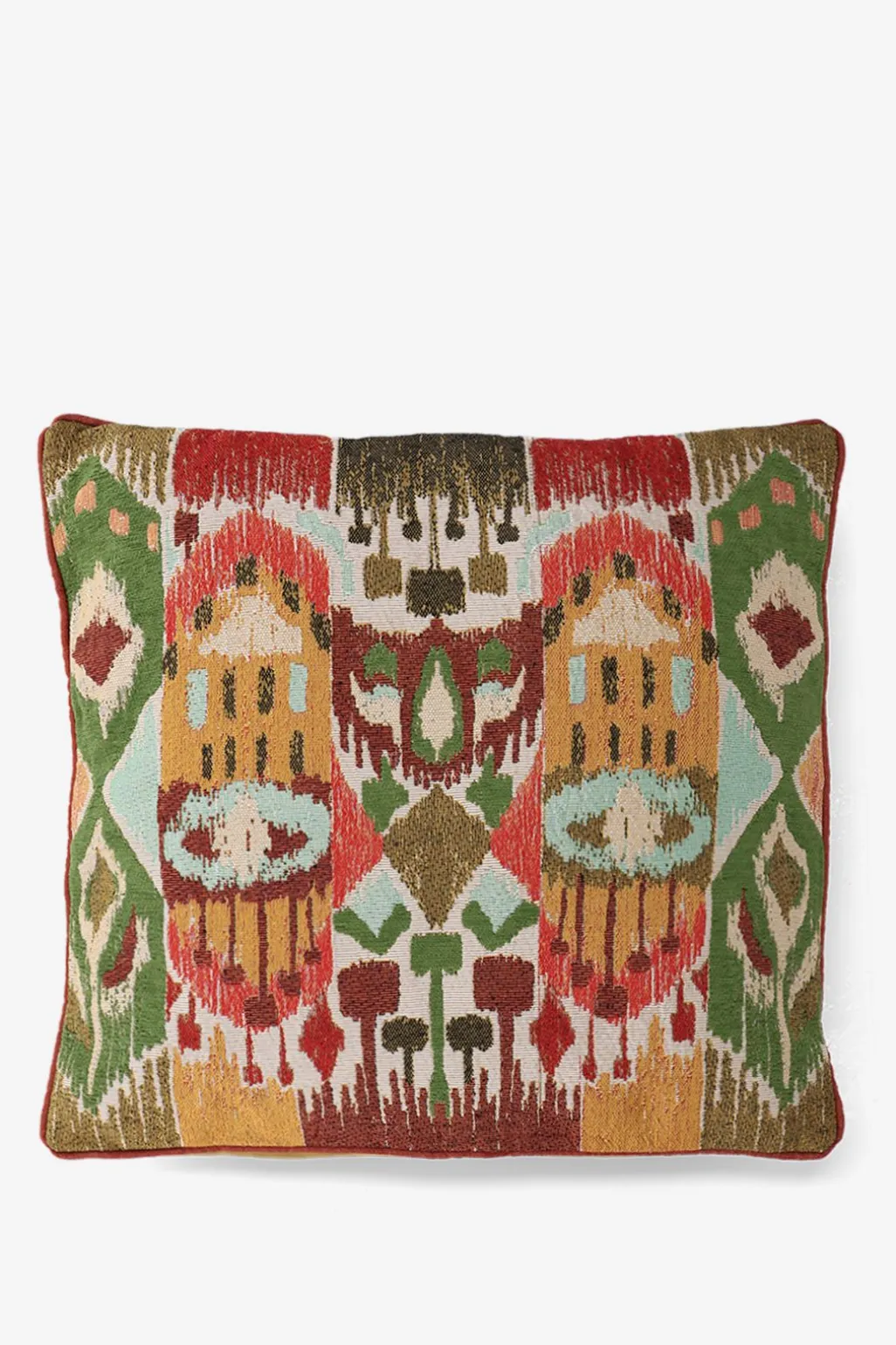 Multicolour jacquard kussen met ikat dessin