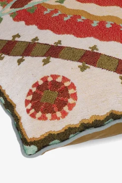 Multicolour jacquard kussen met crossover dessin