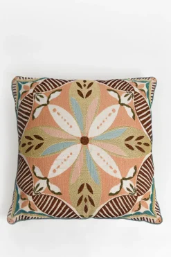 Multicolour jacquard kussen met bloemen