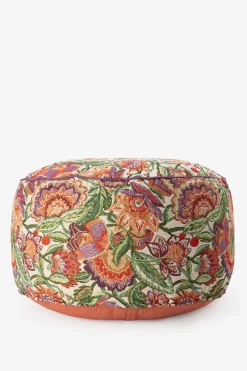 Multicolour jacquard poef met bloemen