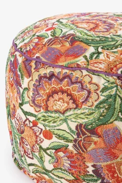 Multicolour jacquard poef met bloemen