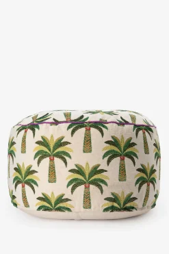 Multicolour jacquard poef met palmboom print