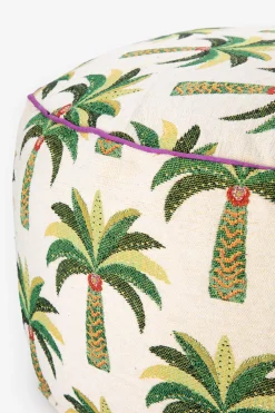 Multicolour jacquard poef met palmboom print