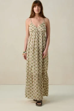 Multicolour maxi jurk met palmboom print