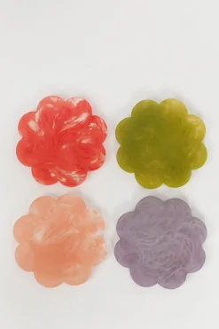 Multicolour resin glasonderzetters bloem