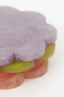 Multicolour resin glasonderzetters bloem