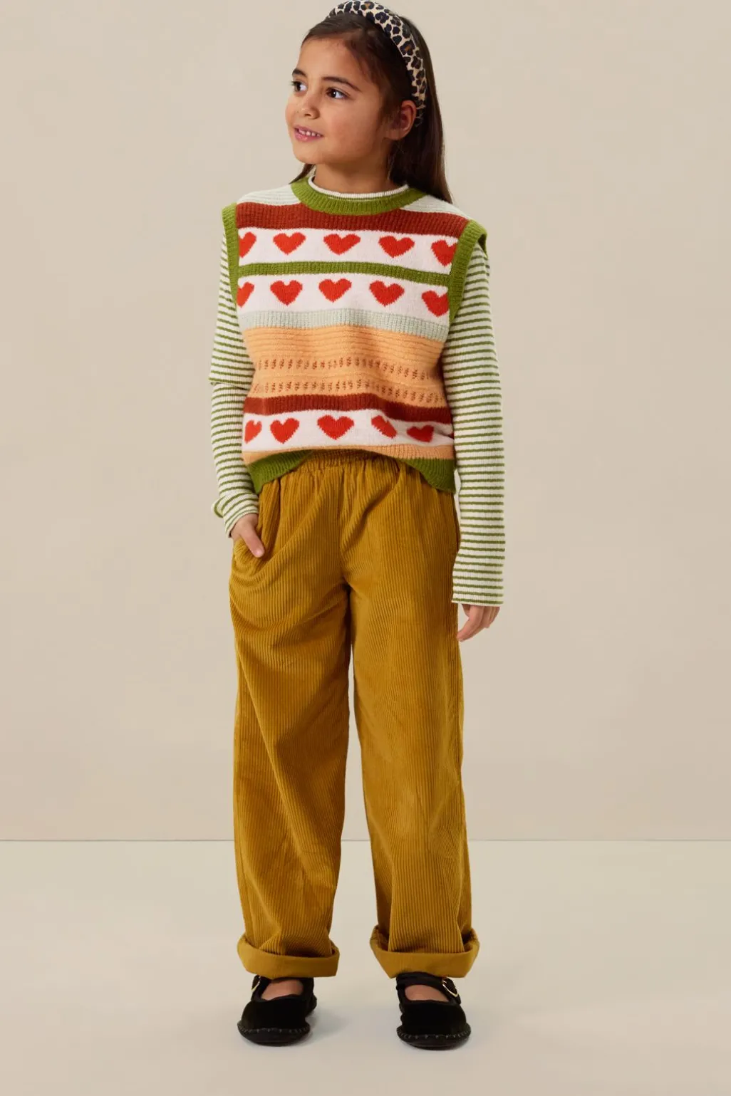Multicolour spencer met jacquard hartjes