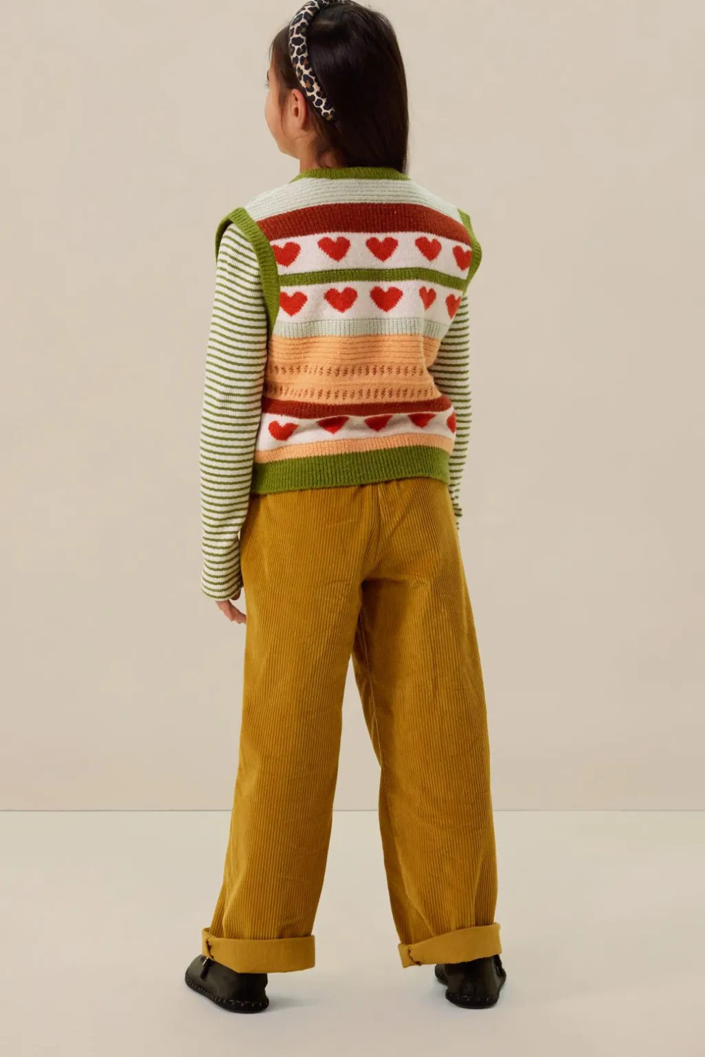 Multicolour spencer met jacquard hartjes