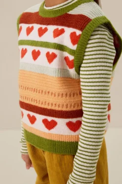 Multicolour spencer met jacquard hartjes