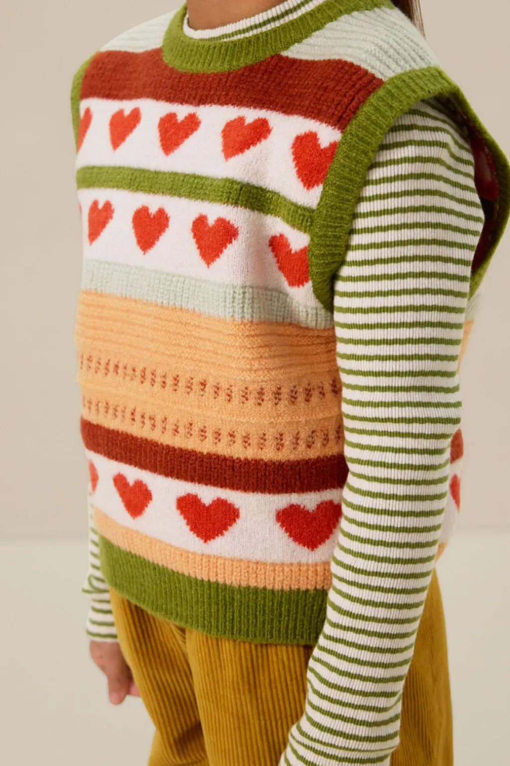 Multicolour spencer met jacquard hartjes