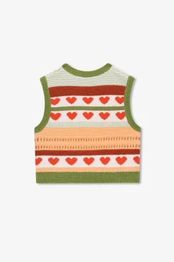 Multicolour spencer met jacquard hartjes
