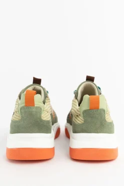 Multicolour suède sneaker met oranje details