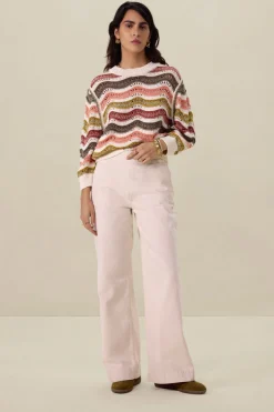 Multicolour trui met golf patroon