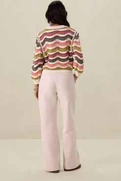 Multicolour trui met golf patroon