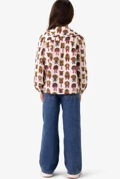 Off white blouse met hondenprint