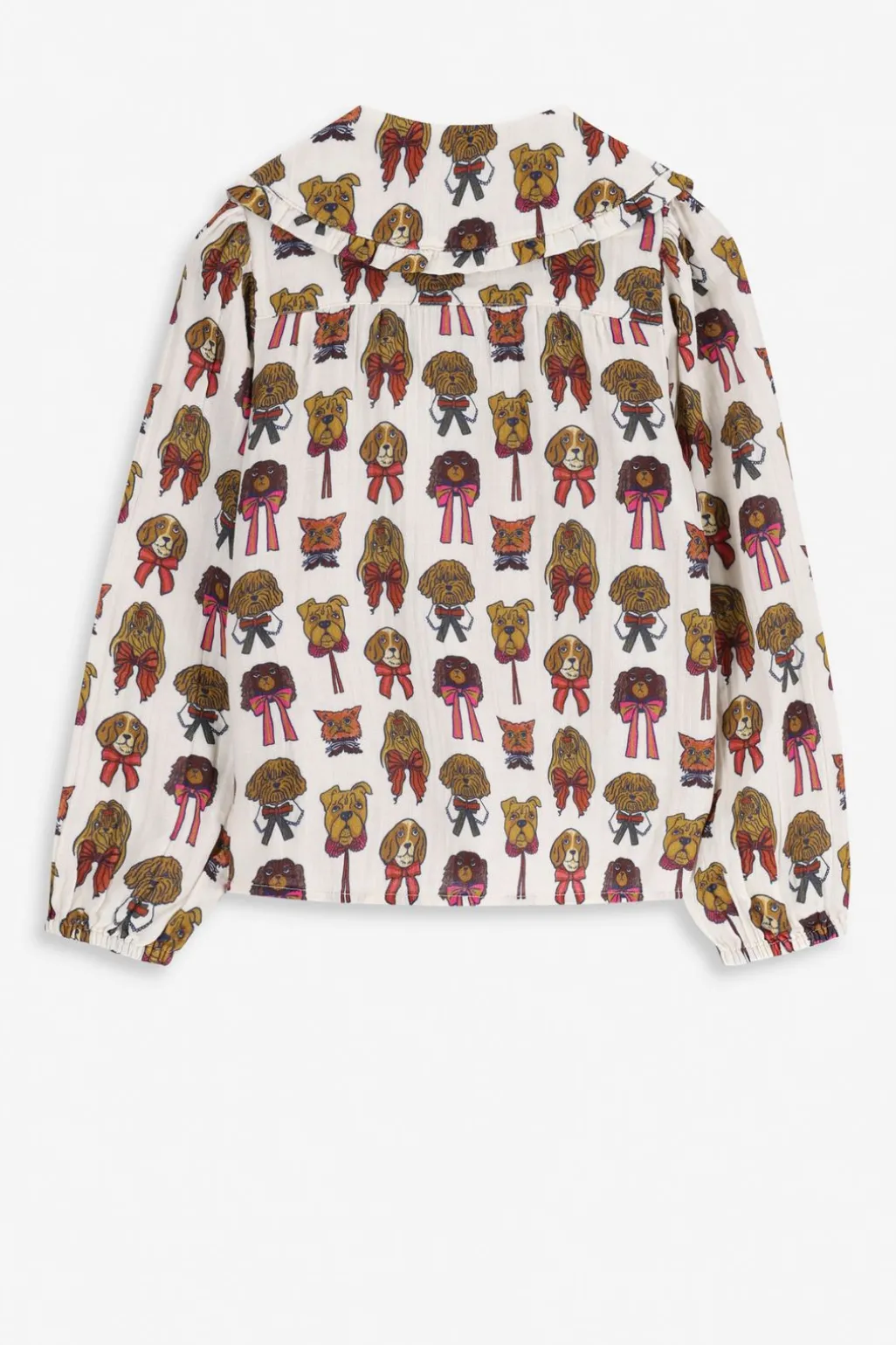 Off white blouse met hondenprint