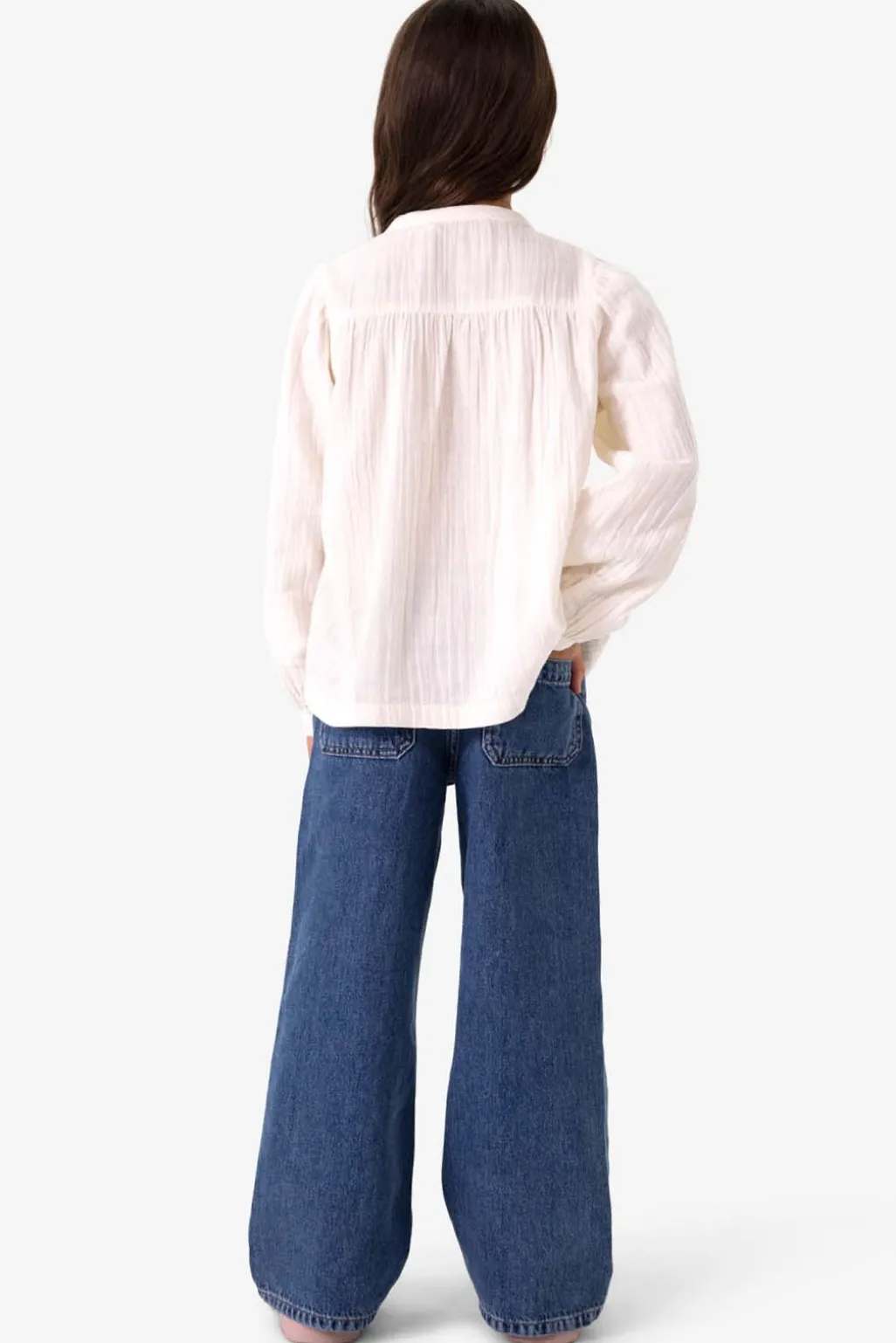 Off white blouse met pofmouwen