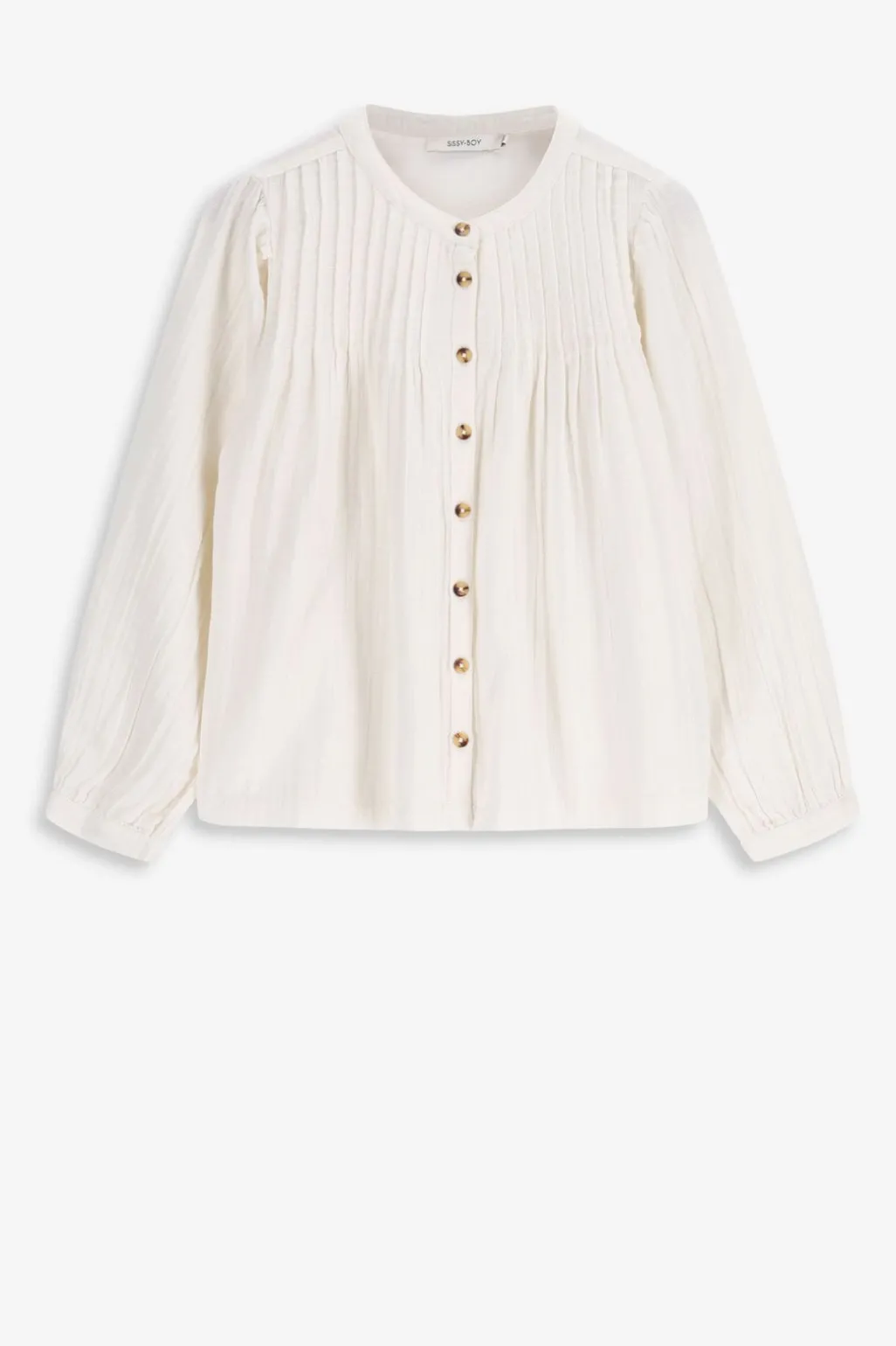 Off white blouse met pofmouwen