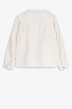 Off white blouse met pofmouwen
