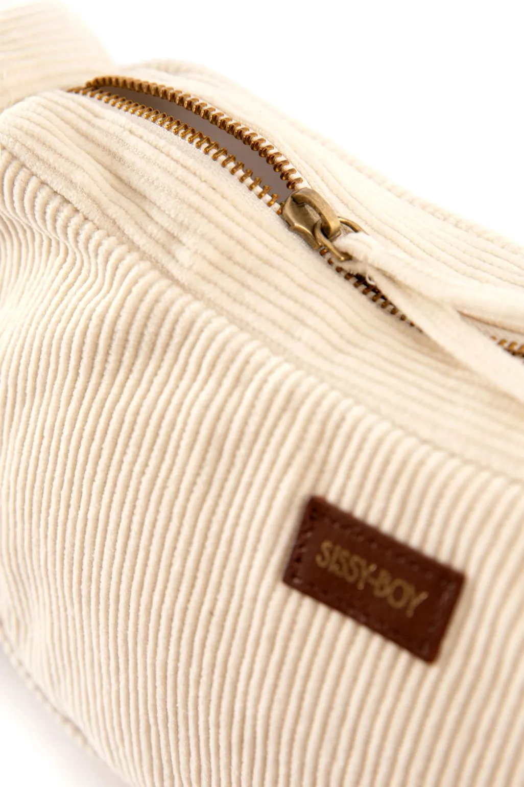 Off white rib cord crossbody tas