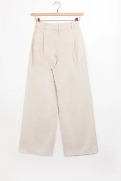 Off-white high waist wide leg linnen pantalon