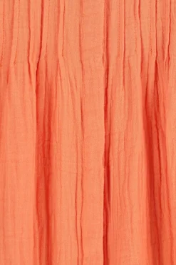 Oranje blouse met pintuck details