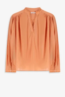 Oranje blouse met plooiing