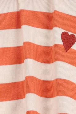 Oranje gestreept longsleeve t-shirt met mock hals