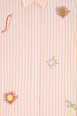 Oranje gestreepte blouse met embroidery