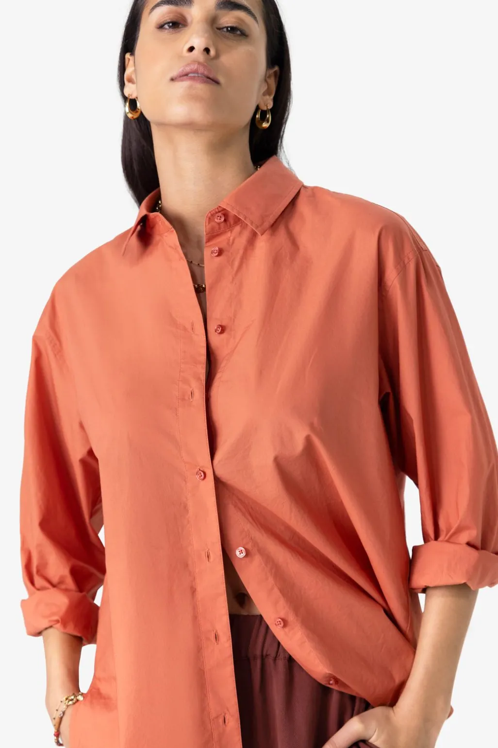 Oranje katoenen blouse