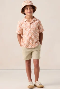 Oranje overhemd met smiley print