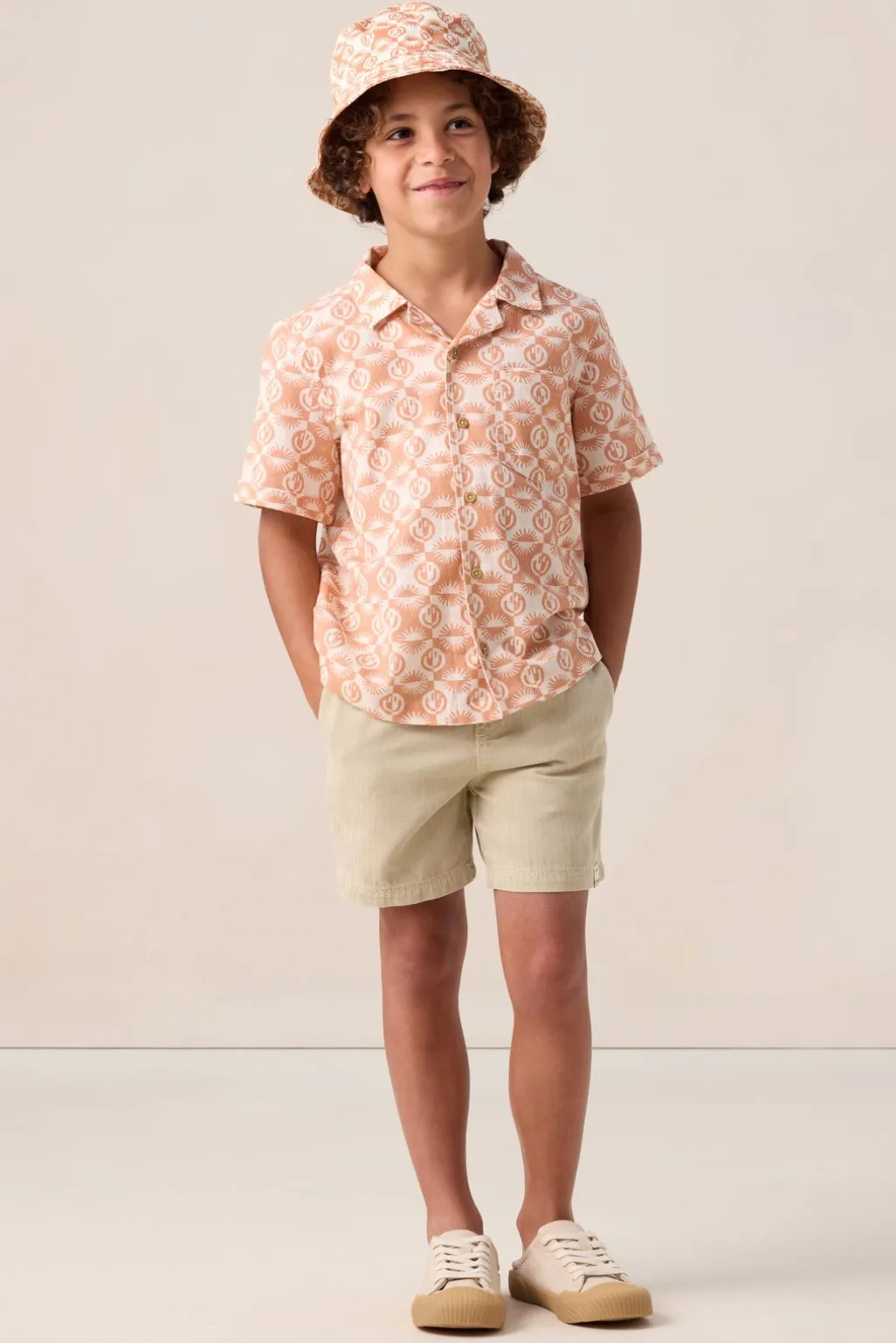 Oranje overhemd met smiley print