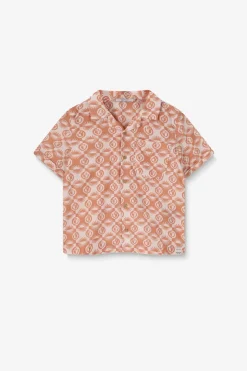 Oranje overhemd met smiley print