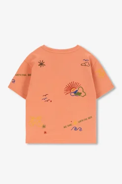Oranje oversized t-shirt met embroidery