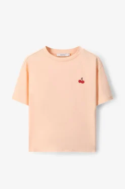 Oranje oversized T-shirt met kers