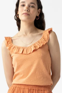 Oranje singlet met ruffles