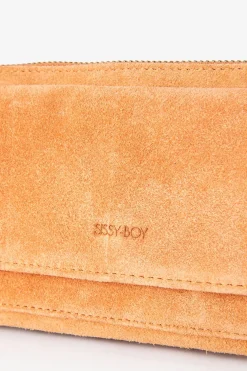 Oranje suède crossbody tas