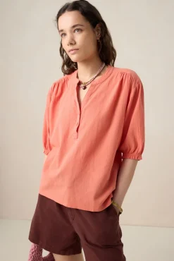 Oranje T-shirt met pofmouwen