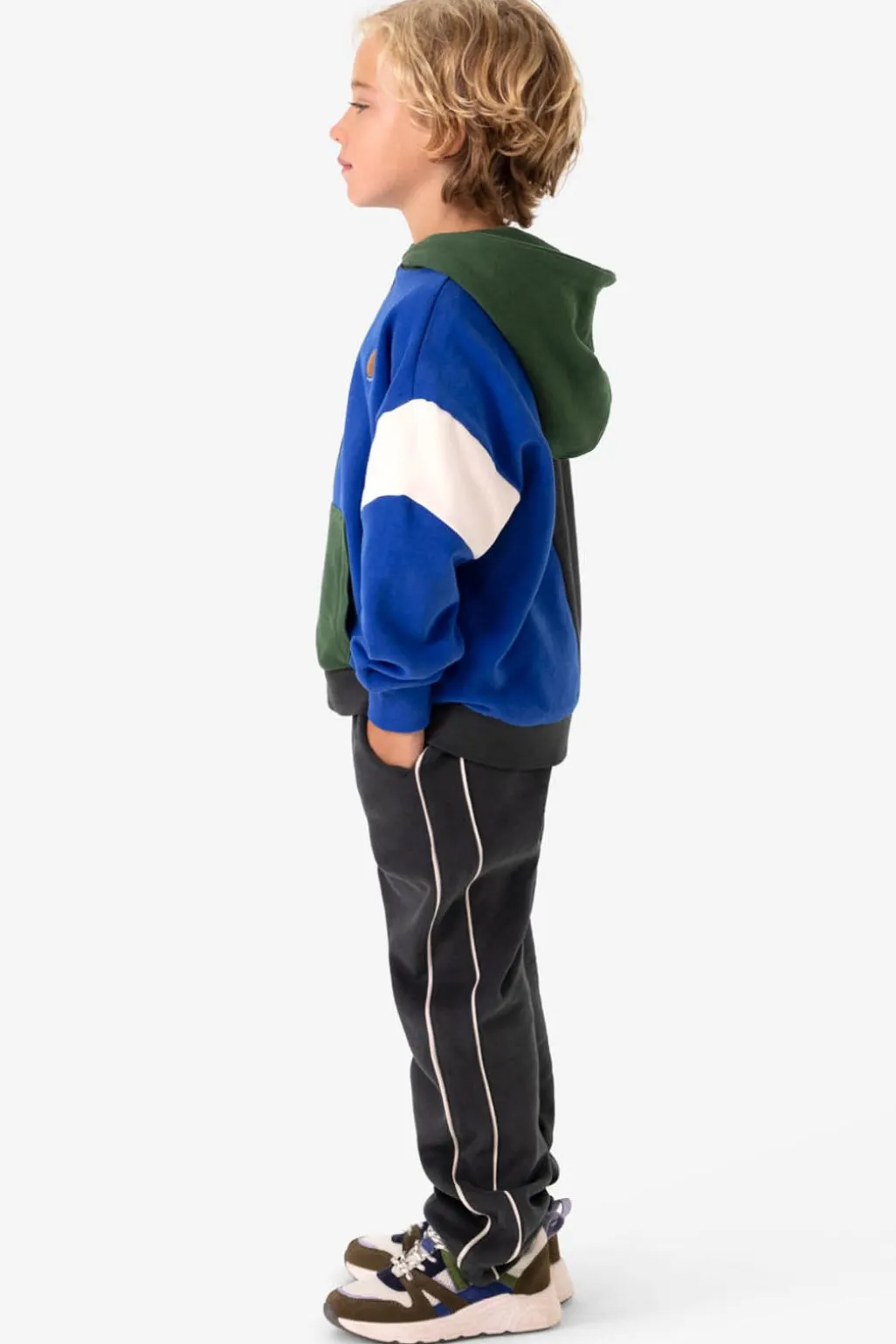 Oversized colourblock hoodie met artwork
