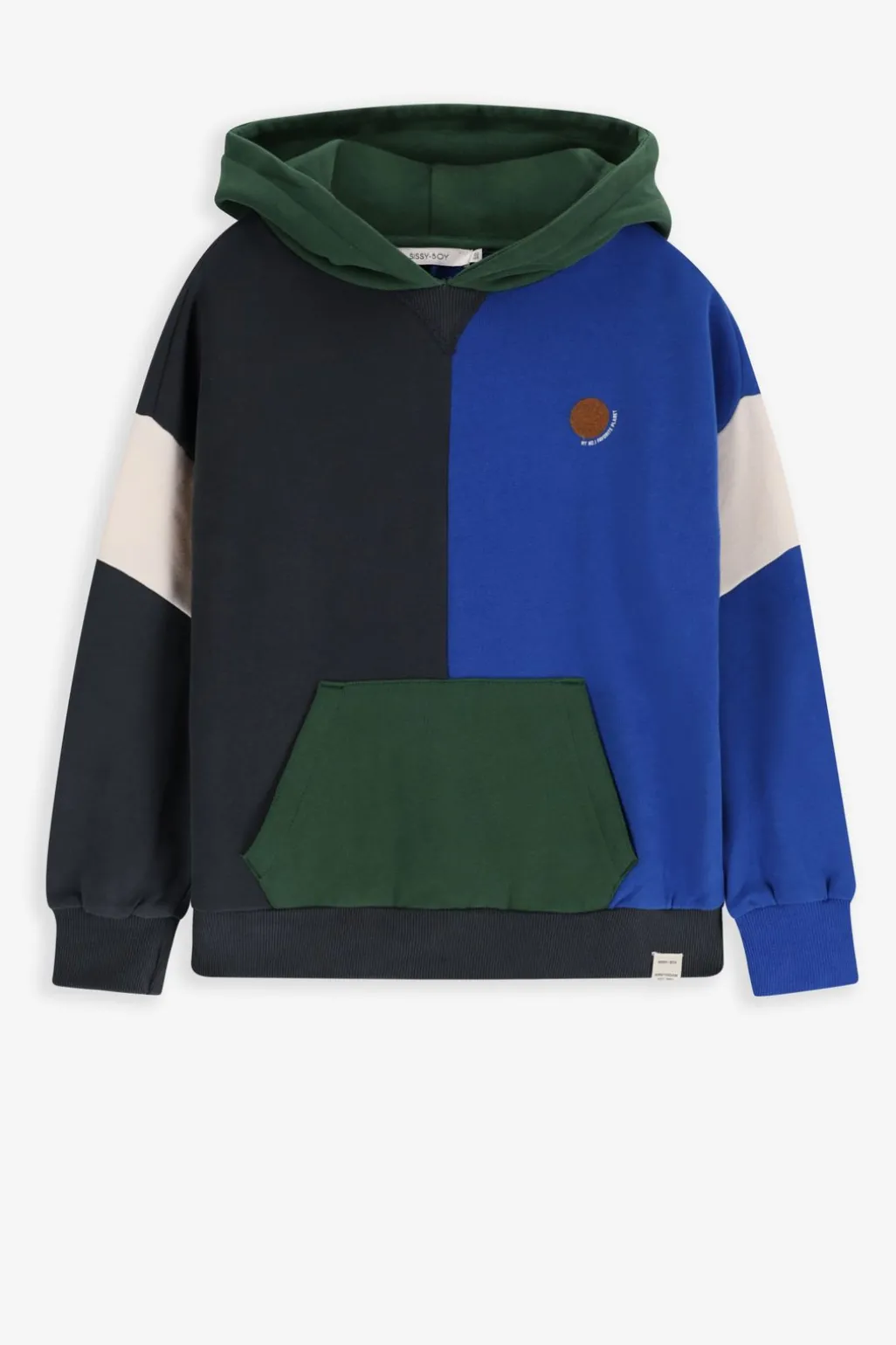 Oversized colourblock hoodie met artwork