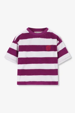 Paars gestreept badstof t-shirt