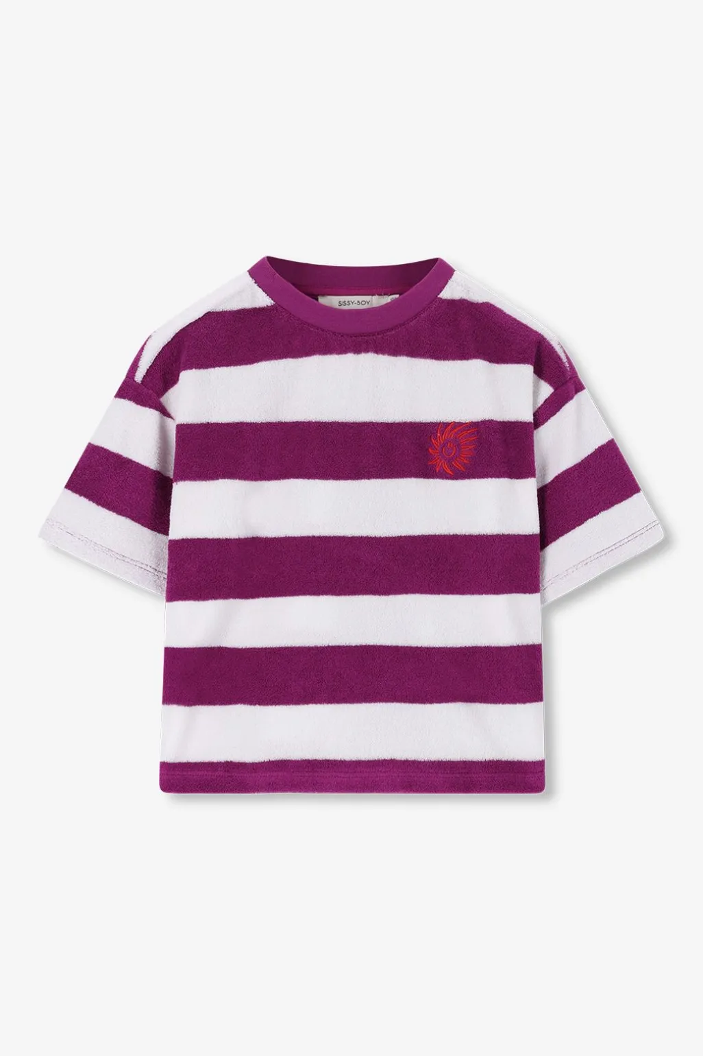 Paars gestreept badstof t-shirt