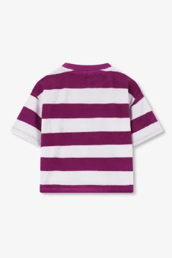Paars gestreept badstof t-shirt