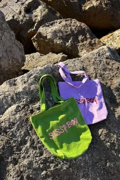 Paarse canvas shopper small