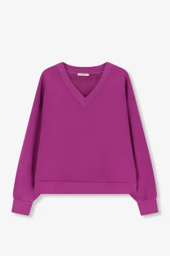 Paarse sweater met v-hals