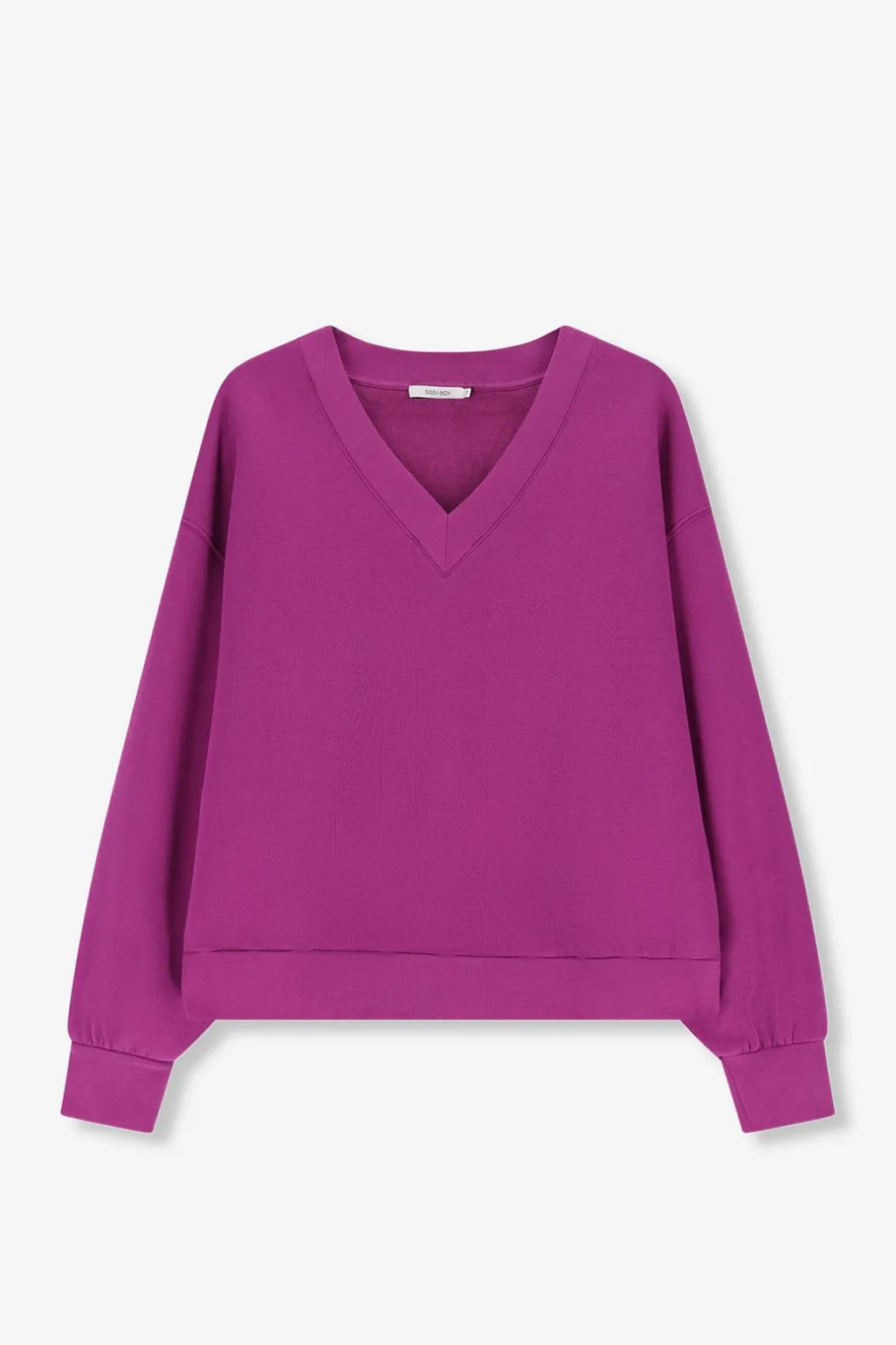 Paarse sweater met v-hals