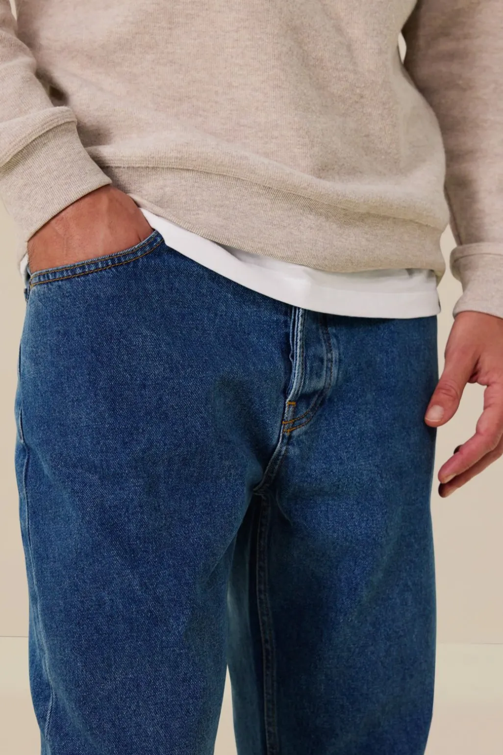Plato blauwe mid-rise straight fit jeans