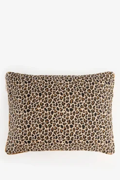 PRE-ORDER: Bruin jacquard kussen met leopard print