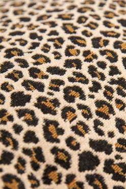 PRE-ORDER: Bruin jacquard kussen met leopard print