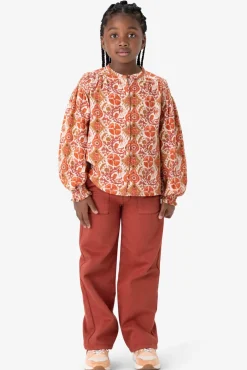 Printed cotton blouse with smock detailsMulticolour blouse